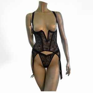 Oh La La Cheri Cupless Lace Merry Widow Set- NWT-Multiple Sizes!